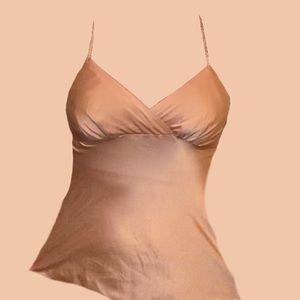 Y2k peach satin strap top